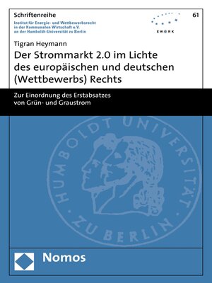 cover image of Der Strommarkt 2.0 im Lichte des europäischen und deutschen (Wettbewerbs) Rechts